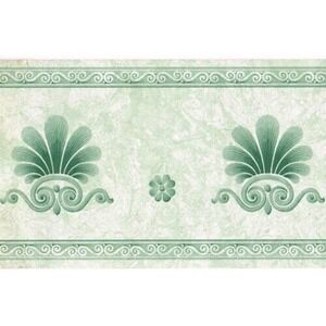 Marble Green Scroll Floral Shell Vinyl Wall paper Border # 588172 ‎ Run #1